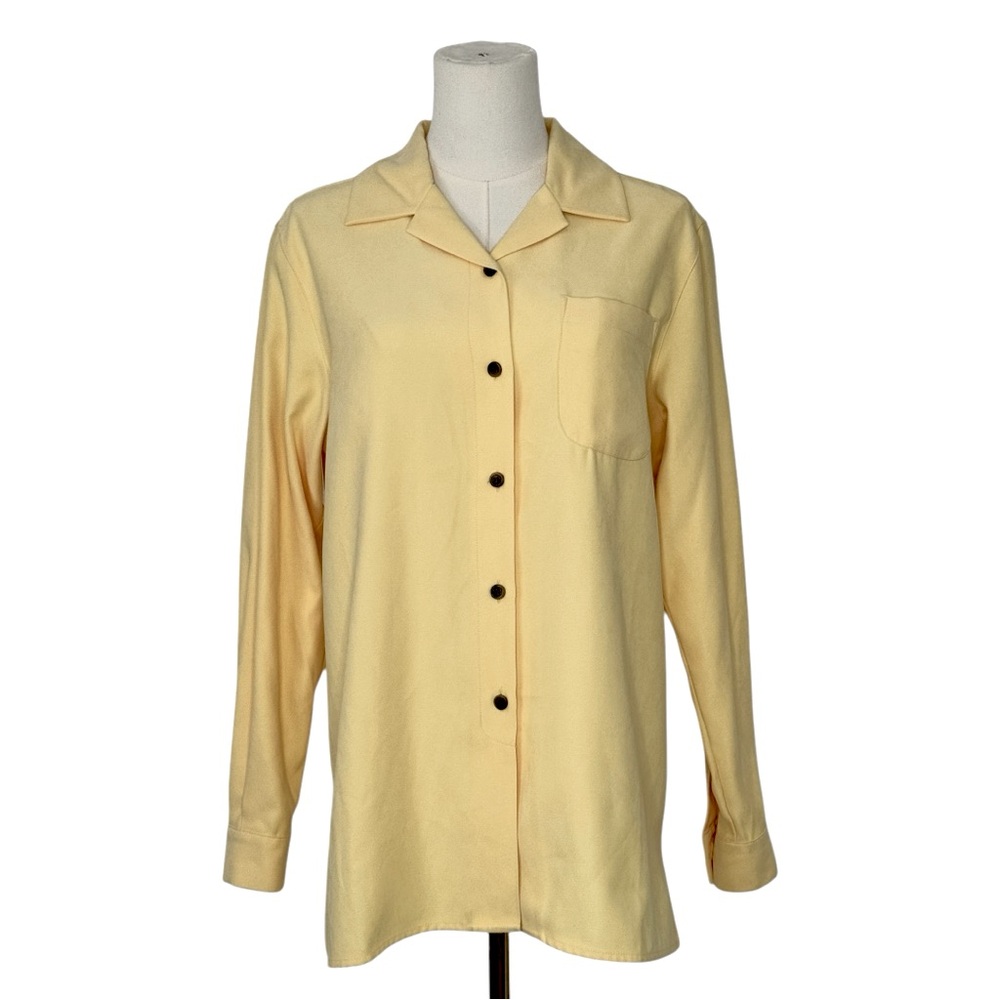 Crazy Horse Liz Claiborne Buttercream Yellow Faux Suede Shirt Jacket Shacket S